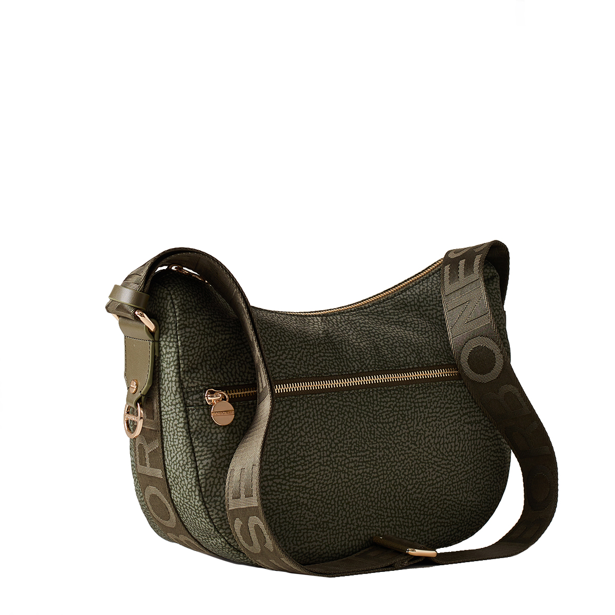 Borbonese Borsa Luna Bag Small con taschino in Nylon Riciclato Verde Militare - 2 Borbonese Borsa Luna Bag Small con taschino in Nylon Riciclato Verde Militare - 2