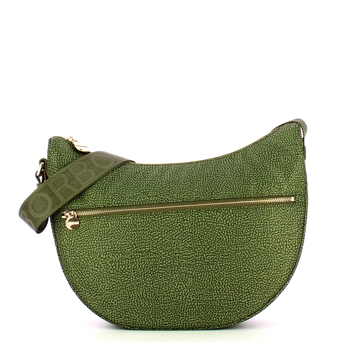 Borbonese Borsa Luna Bag Middle con taschino in Nylon Riciclato Verde Militare - 1 Borbonese Borsa Luna Bag Middle con taschino in Nylon Riciclato Verde Militare - 1