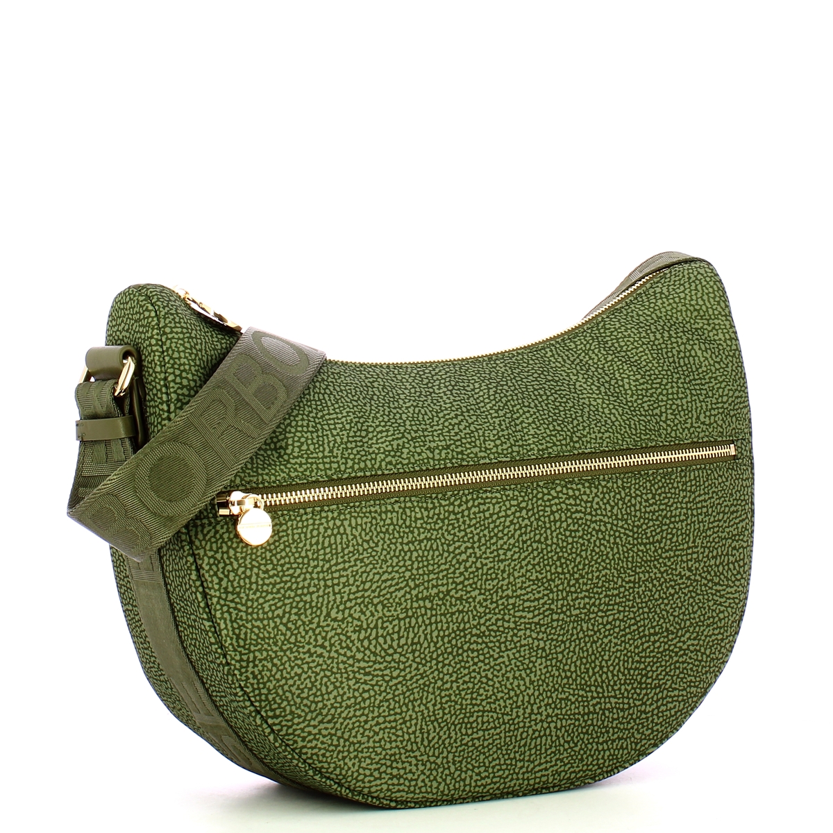 Borbonese Borsa Luna Bag Middle con taschino in Nylon Riciclato Verde Militare - 2 Borbonese Borsa Luna Bag Middle con taschino in Nylon Riciclato Verde Militare - 2