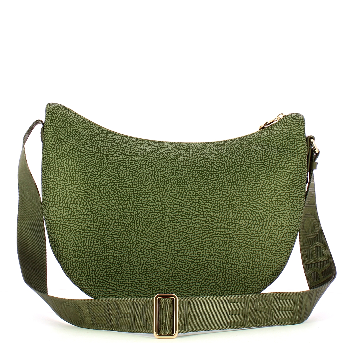Borbonese Borsa Luna Bag Middle con taschino in Nylon Riciclato Verde Militare - 3 Borbonese Borsa Luna Bag Middle con taschino in Nylon Riciclato Verde Militare - 3