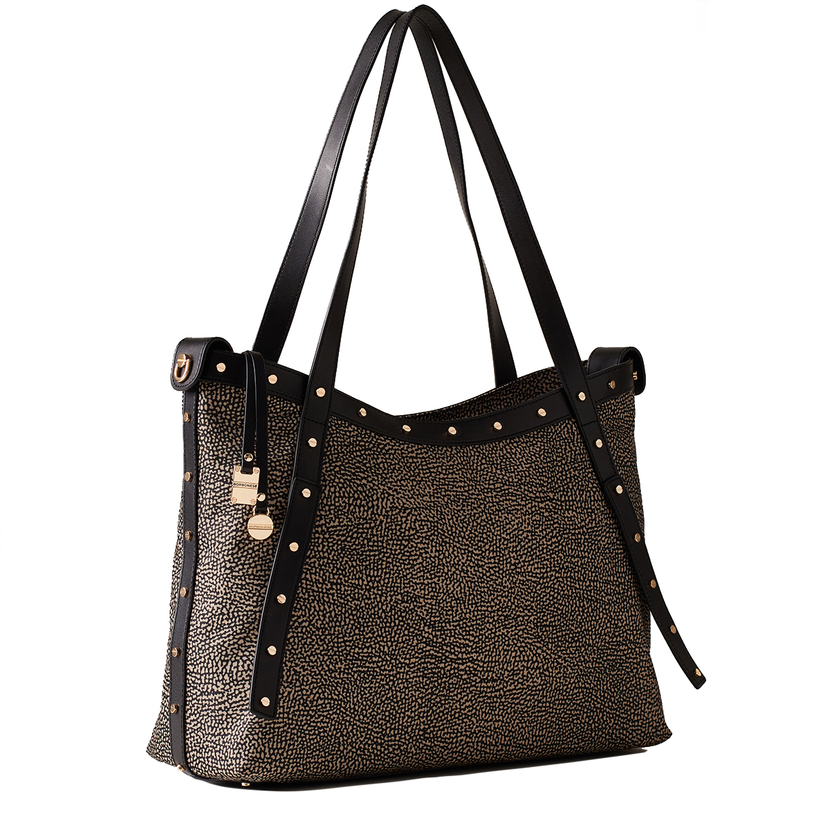 Borbonese Shopper Large OP Naturale Nero - 2 Borbonese Shopper Large OP Naturale Nero - 2