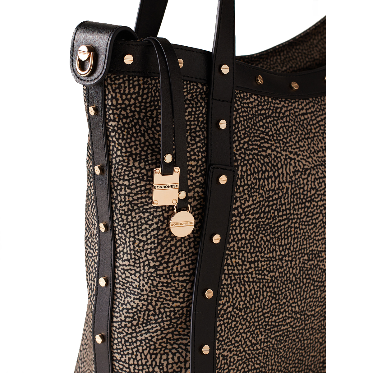 Borbonese Shopper Large OP Naturale Nero - 4 Borbonese Shopper Large OP Naturale Nero - 4