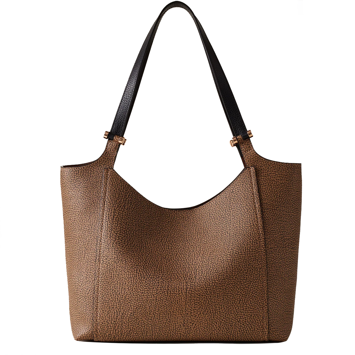 Borbonese Borsa a spalla Bolt Shopper Medium OP Naturale Nero - 1