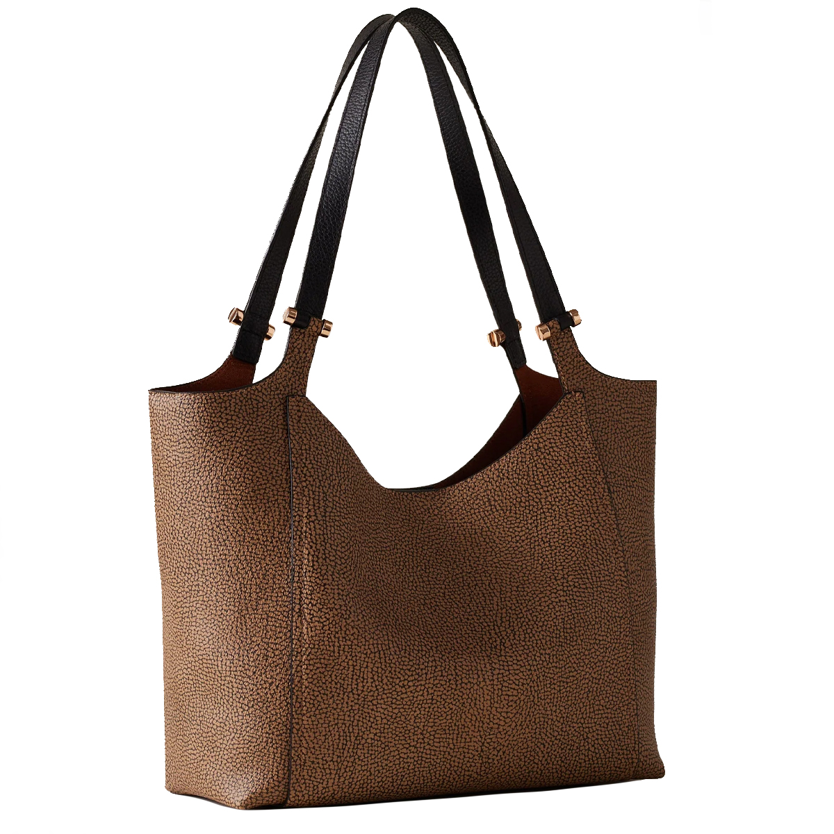 Borbonese Borsa a spalla Bolt Shopper Medium OP Naturale Nero - 3