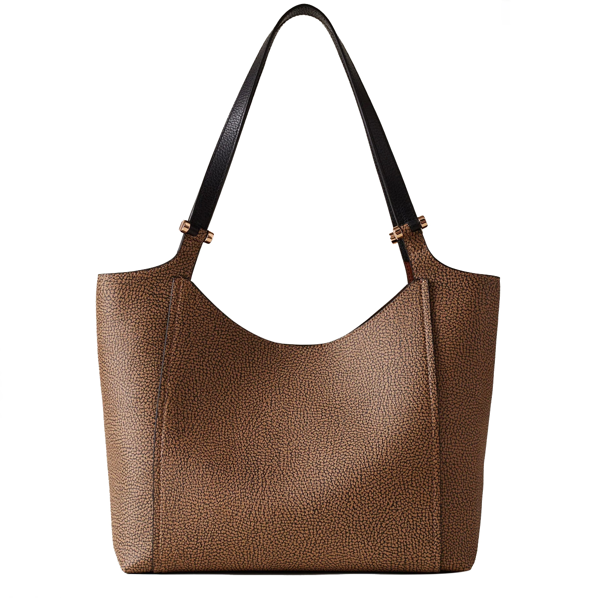 Borbonese Borsa a spalla Bolt Shopper Medium OP Naturale Nero - 4