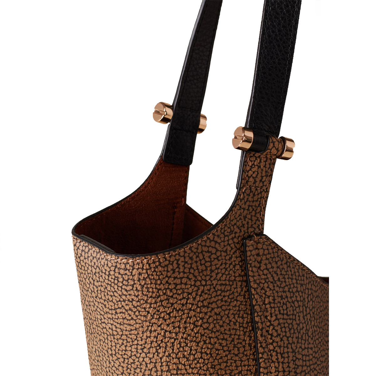 Borbonese Borsa a spalla Bolt Shopper Medium OP Naturale Nero - 5