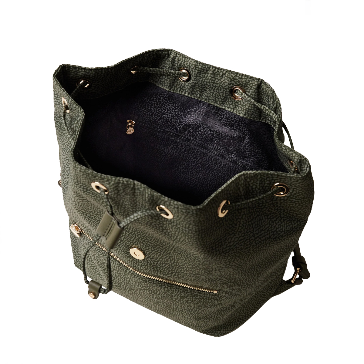 Borbonese Zaino Medium in Nylon Riciclato Verde Militare - 6 Borbonese Zaino Medium in Nylon Riciclato Verde Militare - 6