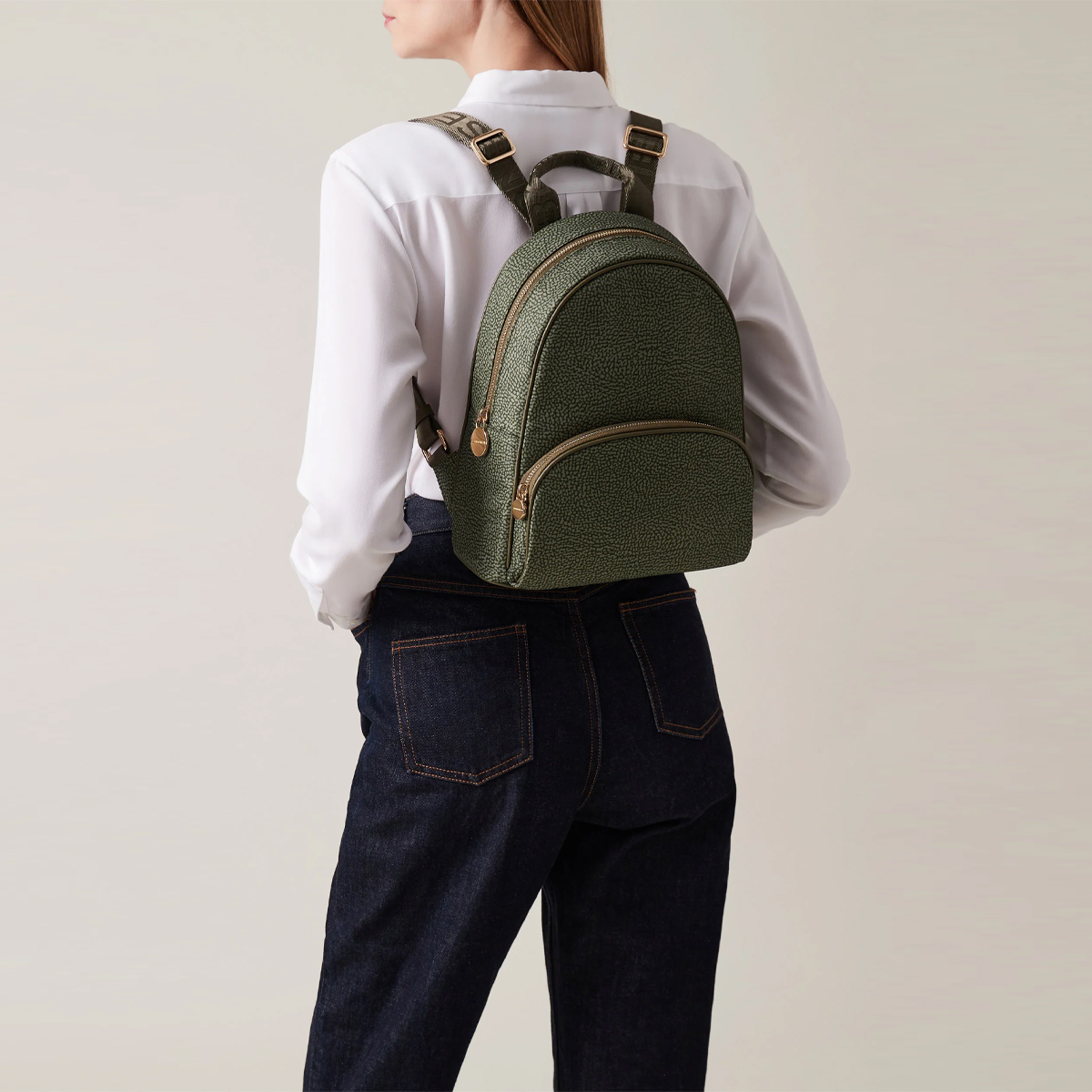 Borbonese Zaino Medium Verde Militare - 2 Borbonese Zaino Medium Verde Militare - 2