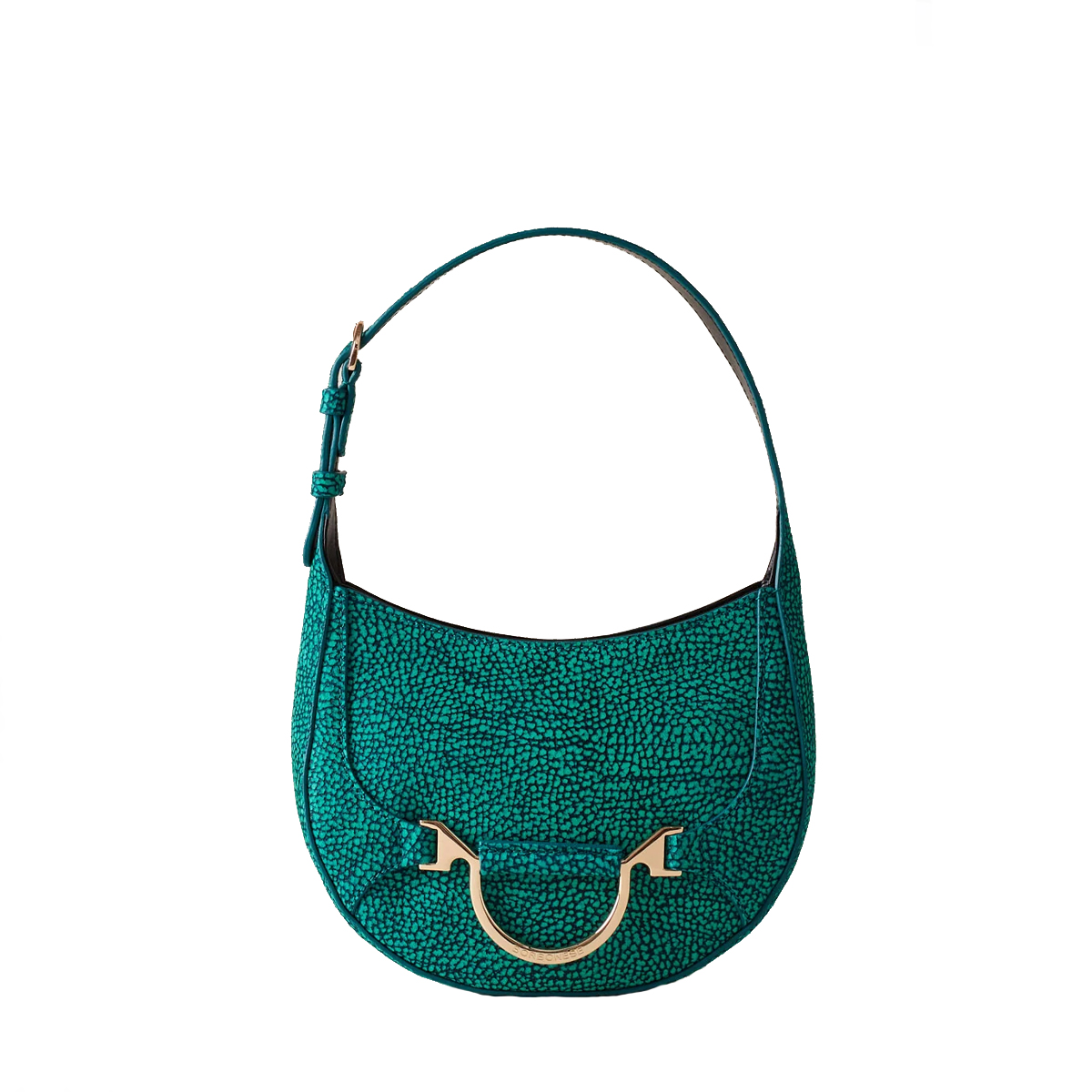 Borbonese Mini Hobo Bag 110 in camoscio Peacock - 1 Borbonese Mini Hobo Bag 110 in camoscio Peacock - 1