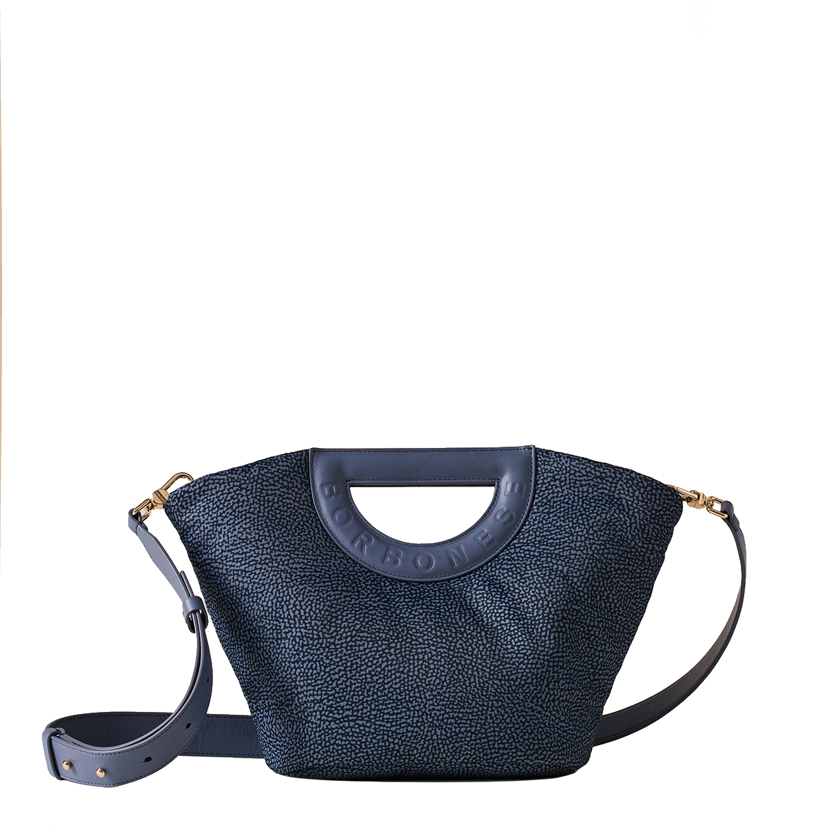 Borbonese Bouche Shopper Small Denim - 1 Borbonese Bouche Shopper Small Denim - 1