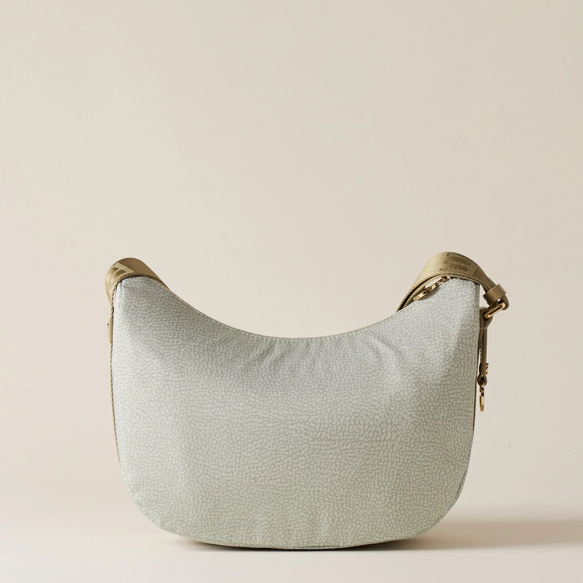 Borbonese Luna Small Kaki Recycled Nylon Bag with pocket - 4 Borbonese Luna Small Kaki Recycled Nylon Bag with pocket - 4