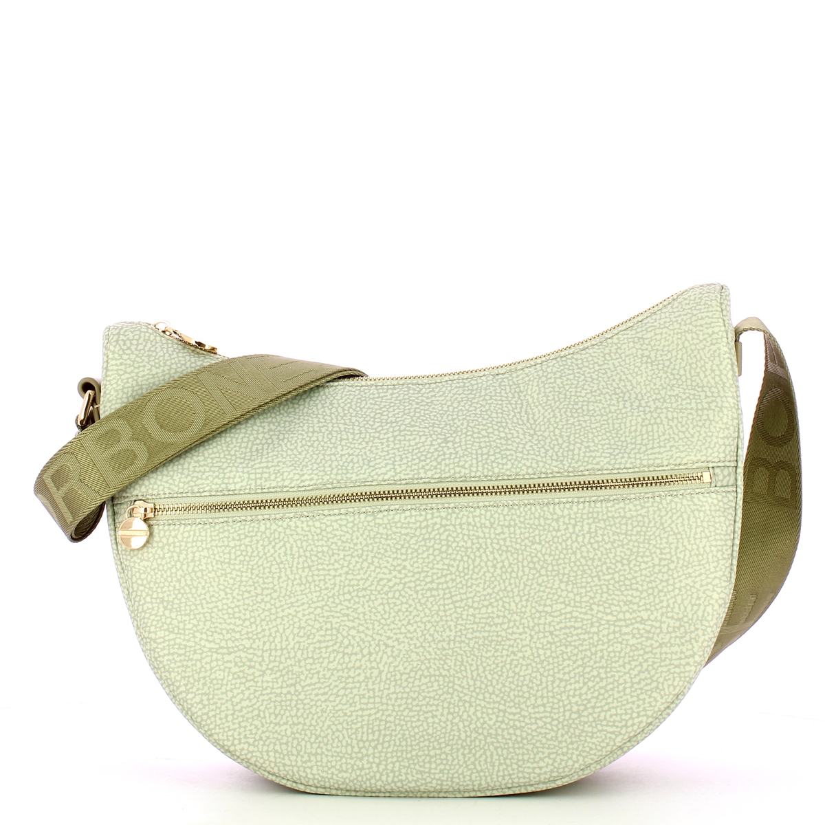 Borbonese Borsa Luna Bag Middle con taschino in Nylon Riciclato Kaki - 1 Borbonese Borsa Luna Bag Middle con taschino in Nylon Riciclato Kaki - 1