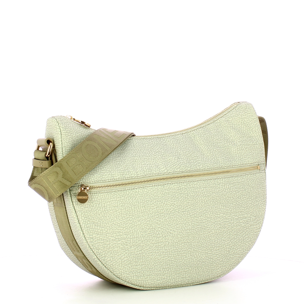 Borbonese Borsa Luna Bag Middle con taschino in Nylon Riciclato Kaki - 2 Borbonese Borsa Luna Bag Middle con taschino in Nylon Riciclato Kaki - 2