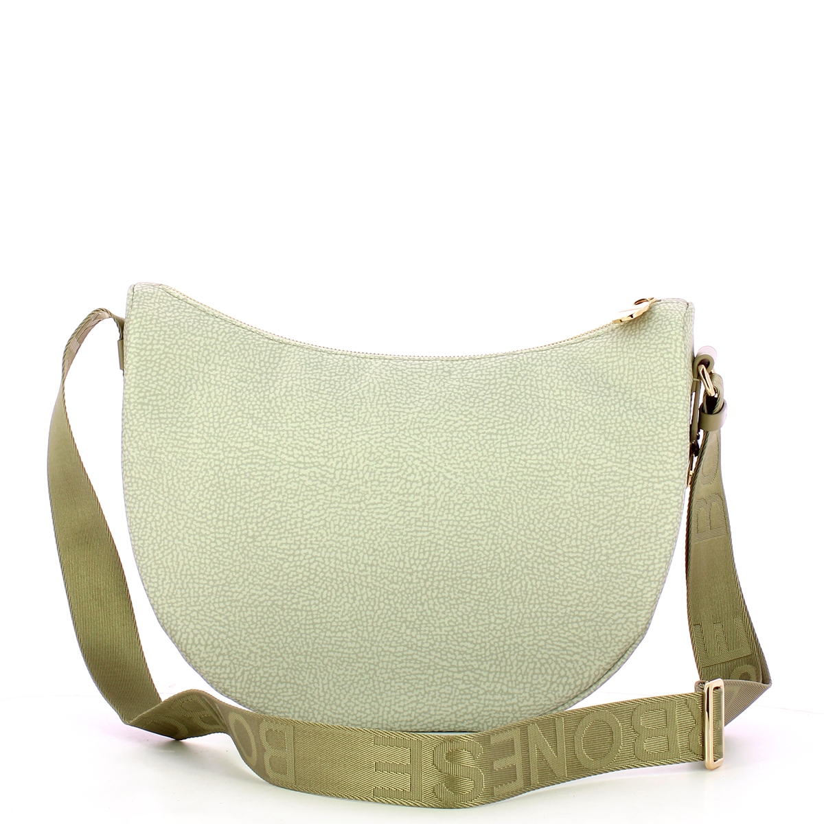 Borbonese Borsa Luna Bag Middle con taschino in Nylon Riciclato Kaki - 3 Borbonese Borsa Luna Bag Middle con taschino in Nylon Riciclato Kaki - 3