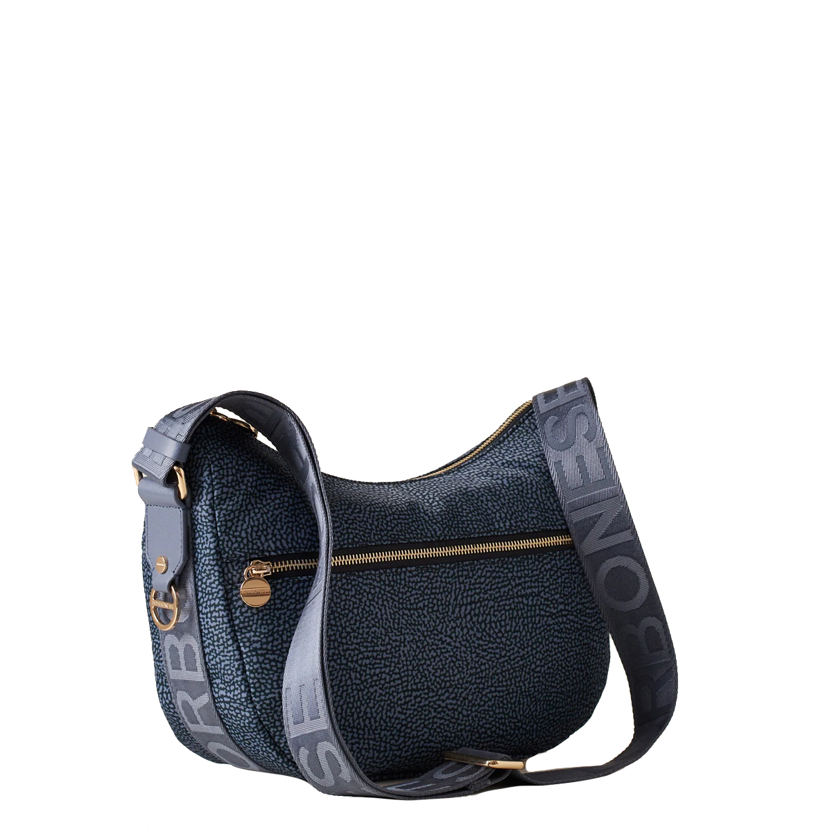 Borbonese Borsa Luna Bag Small con taschino in Nylon Riciclato Denim - 3 Borbonese Borsa Luna Bag Small con taschino in Nylon Riciclato Denim - 3