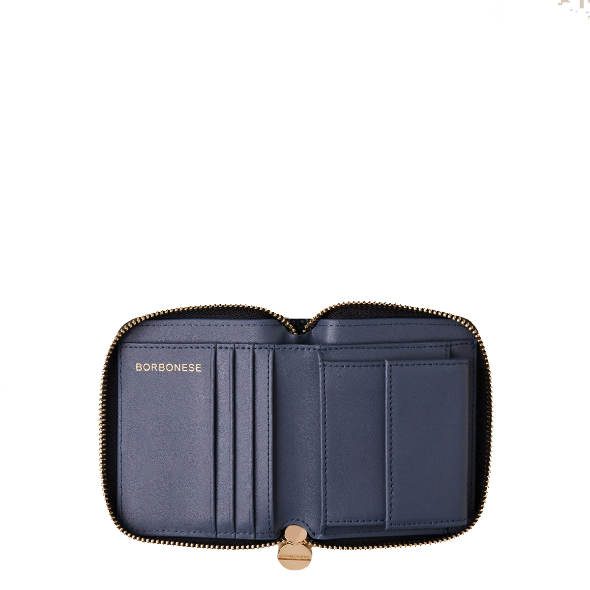 Borbonese Zip Around Medium Wallet with RFID made of Denim Recycled Nylon - 2 Borbonese Zip Around Medium Wallet with RFID made of Denim Recycled Nylon - 2