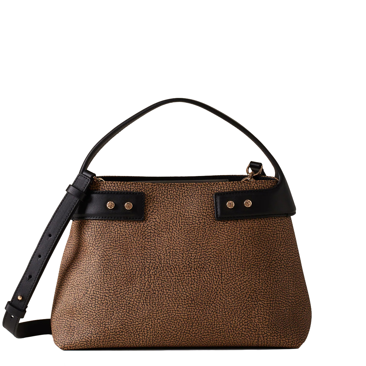 Borbonese Borsa a mano Armor Medium OP Naturale Nero - 1 Borbonese Borsa a mano Armor Medium OP Naturale Nero - 1