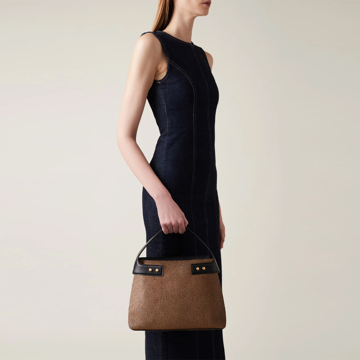 Borbonese Borsa a mano Armor Medium OP Naturale Nero - 2 Borbonese Borsa a mano Armor Medium OP Naturale Nero - 2
