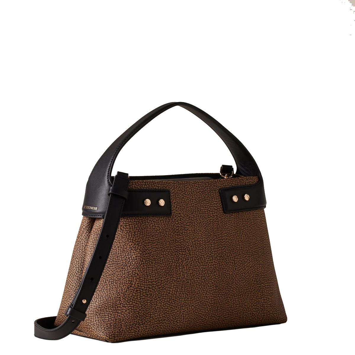 Borbonese Borsa a mano Armor Medium OP Naturale Nero - 3 Borbonese Borsa a mano Armor Medium OP Naturale Nero - 3
