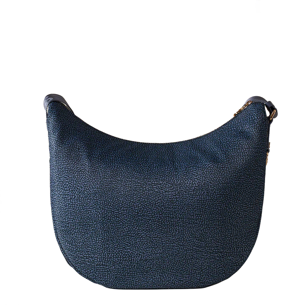 Borbonese Luna Medium Denim Recycled Nylon Bag with pocket - 4
