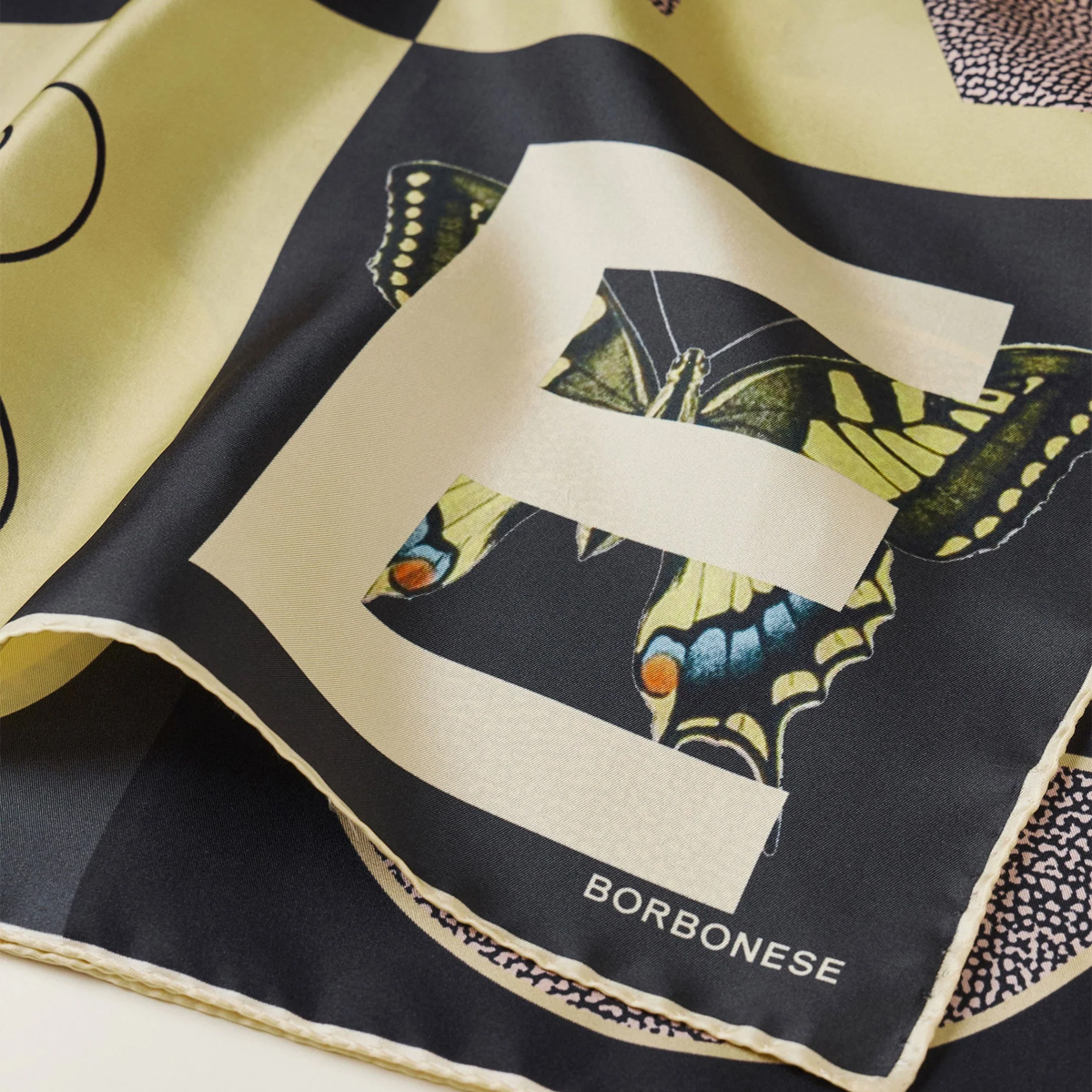 Borbonese Foulard a riquadri Zenzero Nero Op Naturale - 3 Borbonese Foulard a riquadri Zenzero Nero Op Naturale - 3