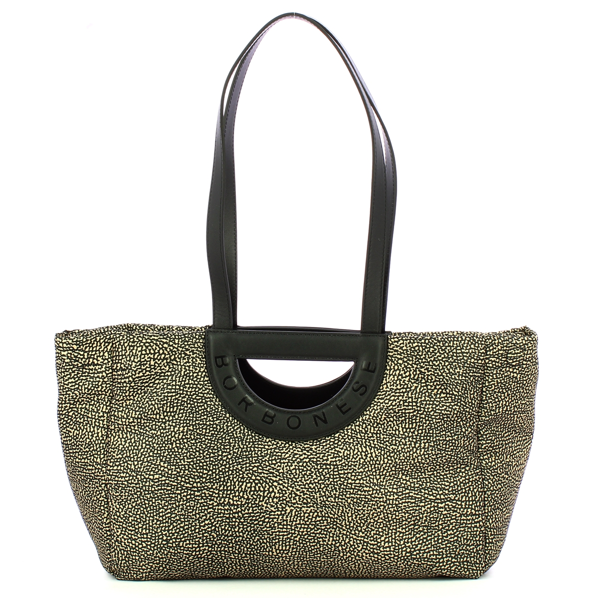 Borbonese Bouche Shopper Medium OP Naturale Nero - 1 Borbonese Bouche Shopper Medium OP Naturale Nero - 1