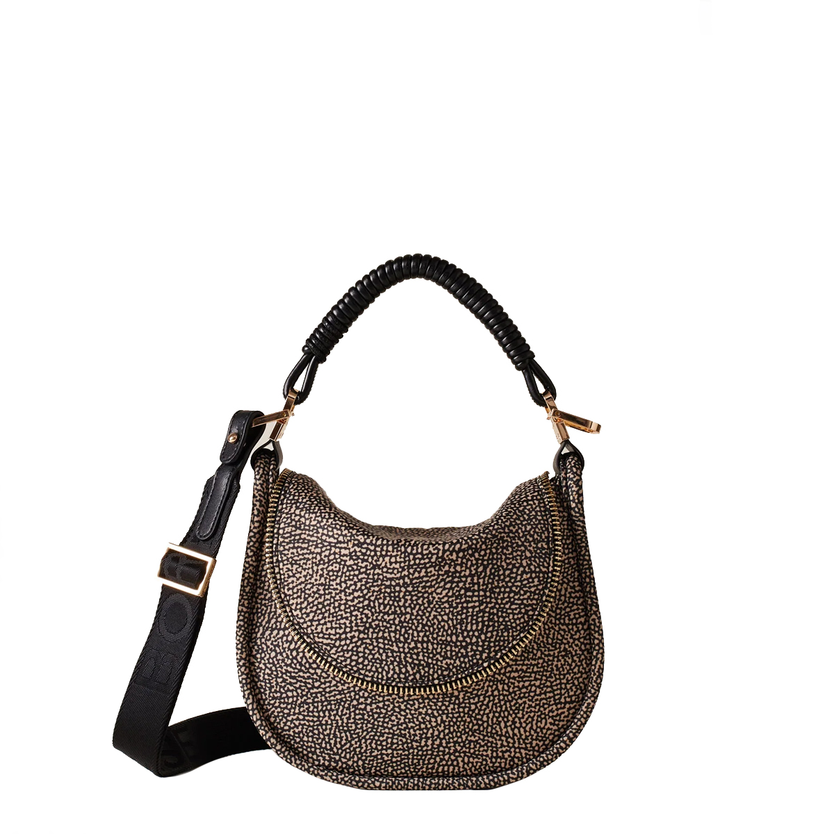 Borbonese Hobo Horseback Small OP Naturale Nero - 1 Borbonese Hobo Horseback Small OP Naturale Nero - 1