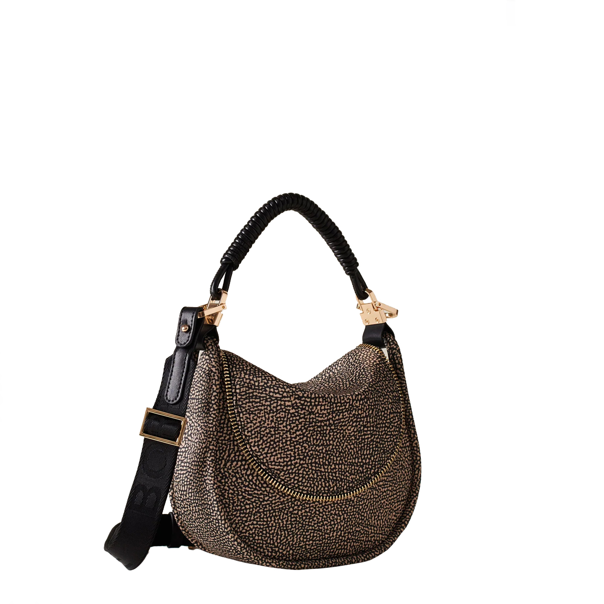 Borbonese Hobo Horseback Small OP Naturale Nero - 3 Borbonese Hobo Horseback Small OP Naturale Nero - 3