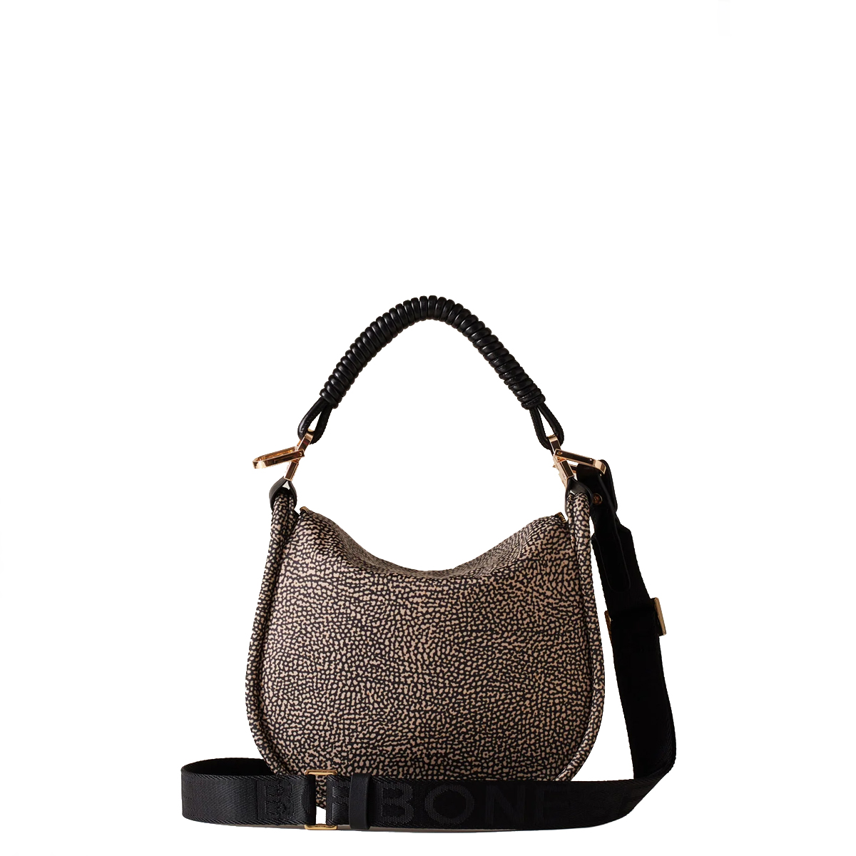 Borbonese Hobo Horseback Small OP Naturale Nero - 4 Borbonese Hobo Horseback Small OP Naturale Nero - 4