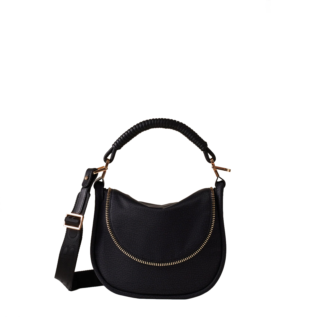 Borbonese Hobo Horseback Small Dark Black - 1 Borbonese Hobo Horseback Small Dark Black - 1