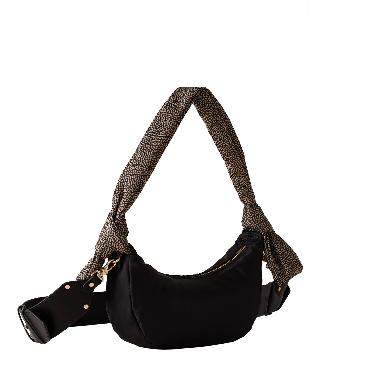 Borbonese Hobo Mini Nero OP Naturale - 3 Borbonese Hobo Mini Nero OP Naturale - 3
