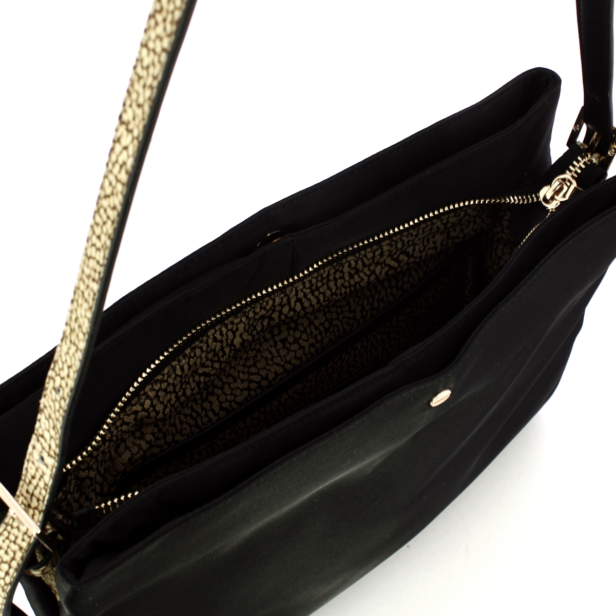 Borbonese Borsa a spalla Hobo S Nero OP Naturale - 4 Borbonese Borsa a spalla Hobo S Nero OP Naturale - 4