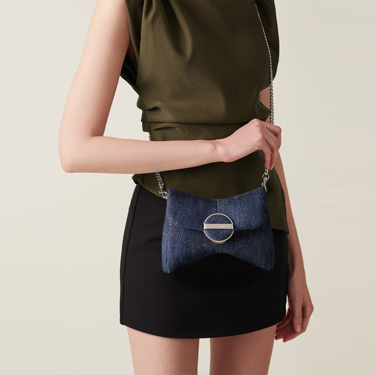 Borbonese Mini Borsa a tracolla Denim Legacy Blu - 6 Borbonese Mini Borsa a tracolla Denim Legacy Blu - 6