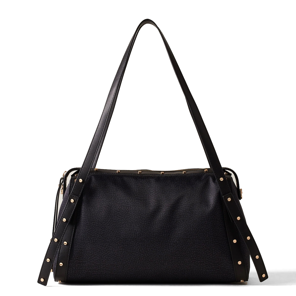 Borbonese Bauletto Metropole Medium Dark Black - 1 Borbonese Bauletto Metropole Medium Dark Black - 1