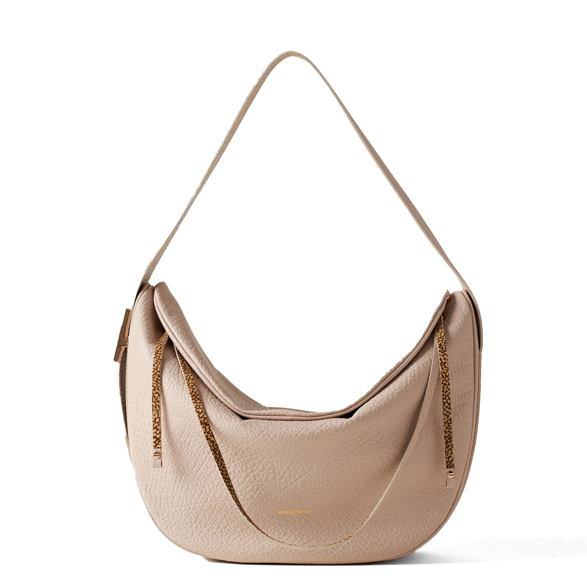 Borbonese Hobo Bag Nueve Medium in pelle Porridge - 1 Borbonese Hobo Bag Nueve Medium in pelle Porridge - 1