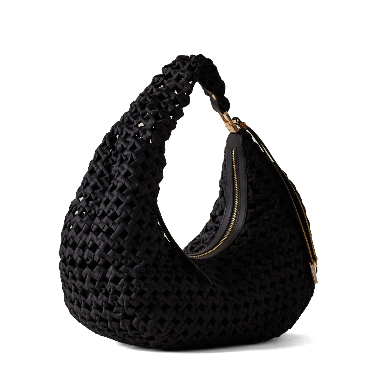 Borbonese Hobo Bag La Nido Medium Nero OP Naturale - 2 Borbonese Hobo Bag La Nido Medium Nero OP Naturale - 2