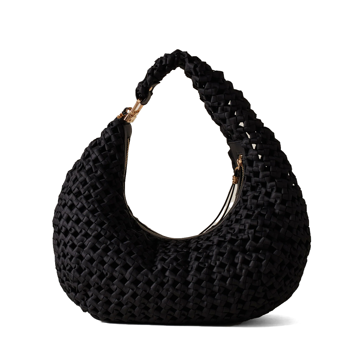 Borbonese Hobo Bag La Nido Medium Nero OP Naturale - 3 Borbonese Hobo Bag La Nido Medium Nero OP Naturale - 3