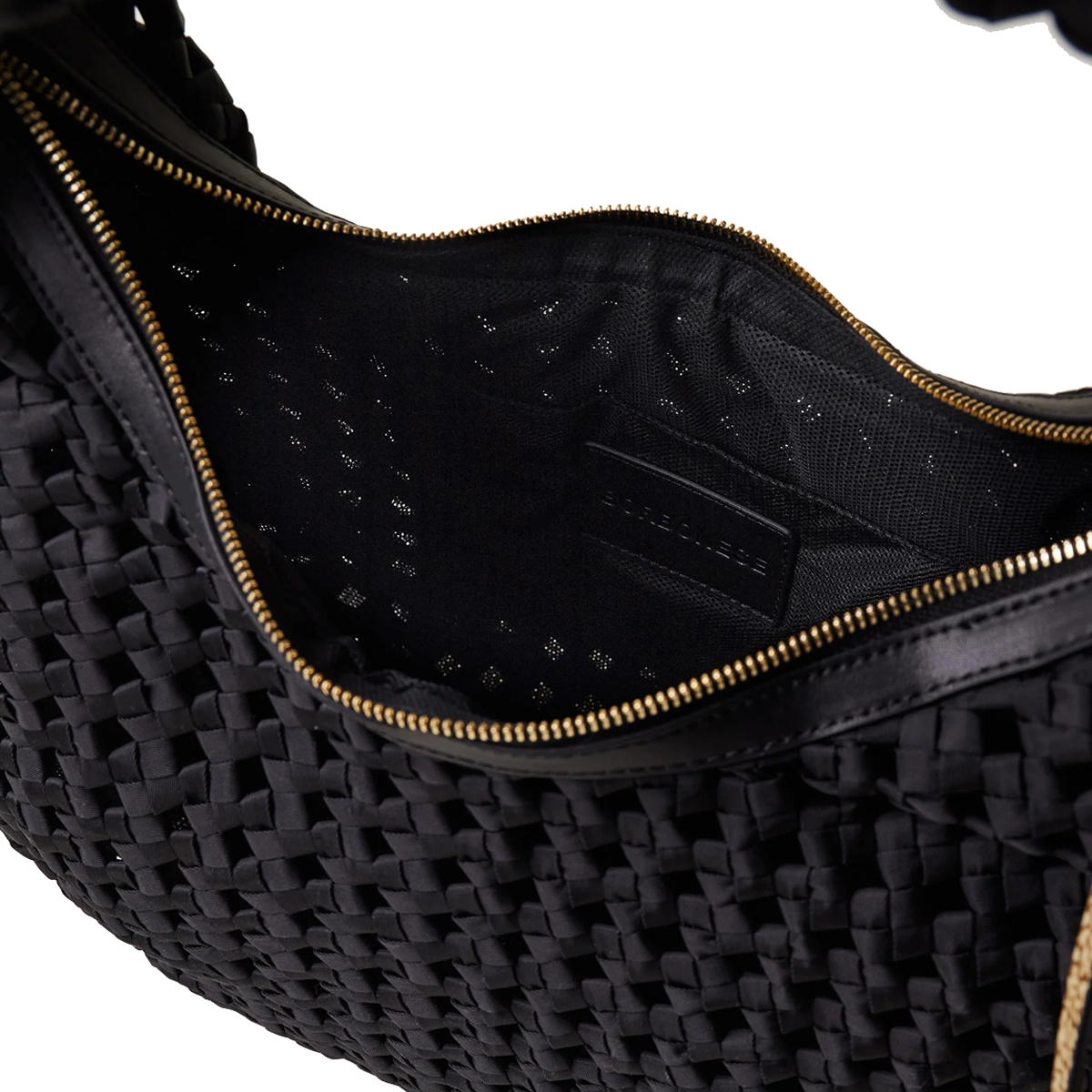 Borbonese Hobo Bag La Nido Medium Nero OP Naturale - 5 Borbonese Hobo Bag La Nido Medium Nero OP Naturale - 5