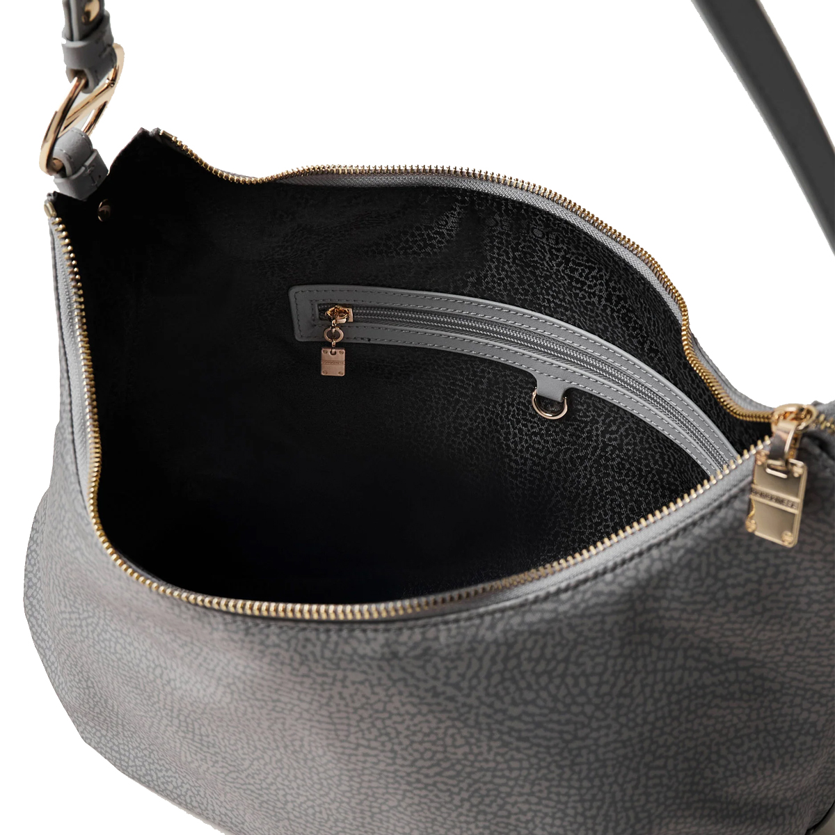 Borbonese Hobo Bag Bond Medium Cloud - 5