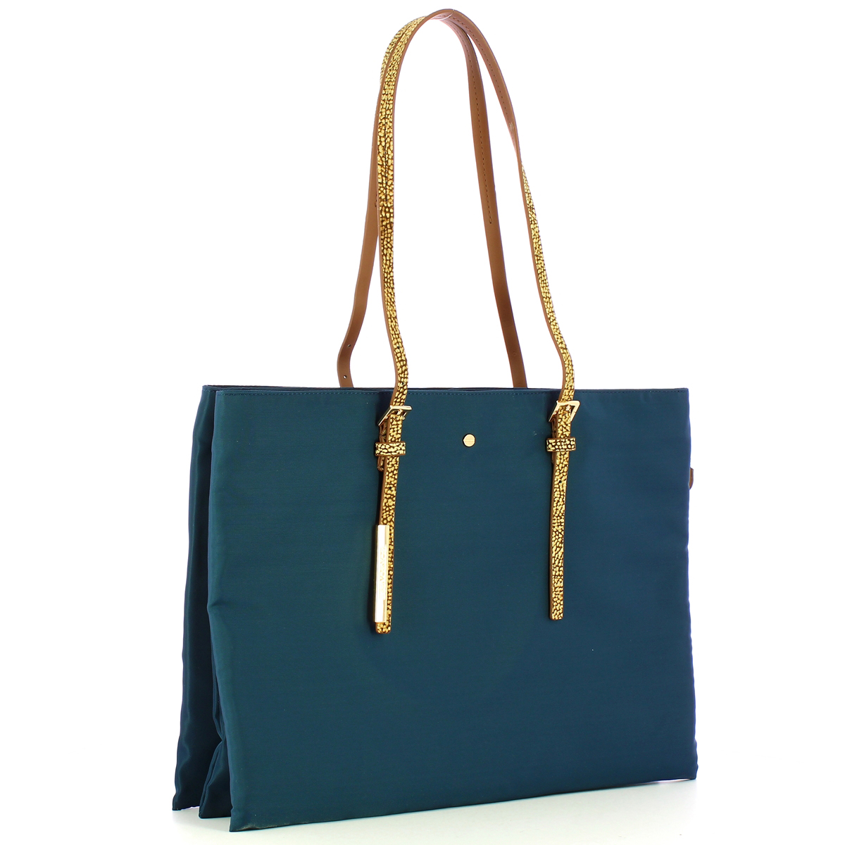 Borbonese Borsa Shopping Large Blu Prussia OP Naturale - 2