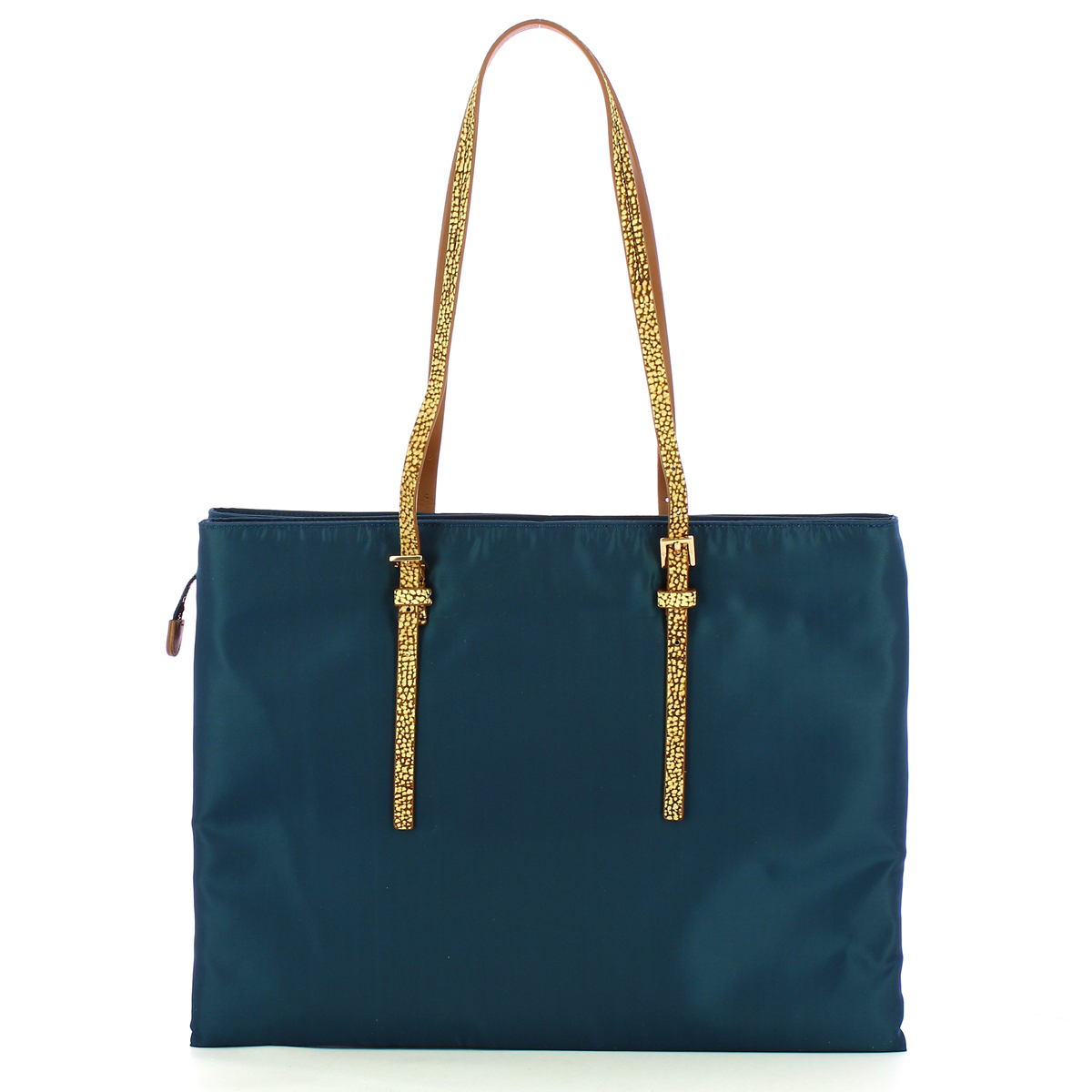 Borbonese Borsa Shopping Large Blu Prussia OP Naturale - 3