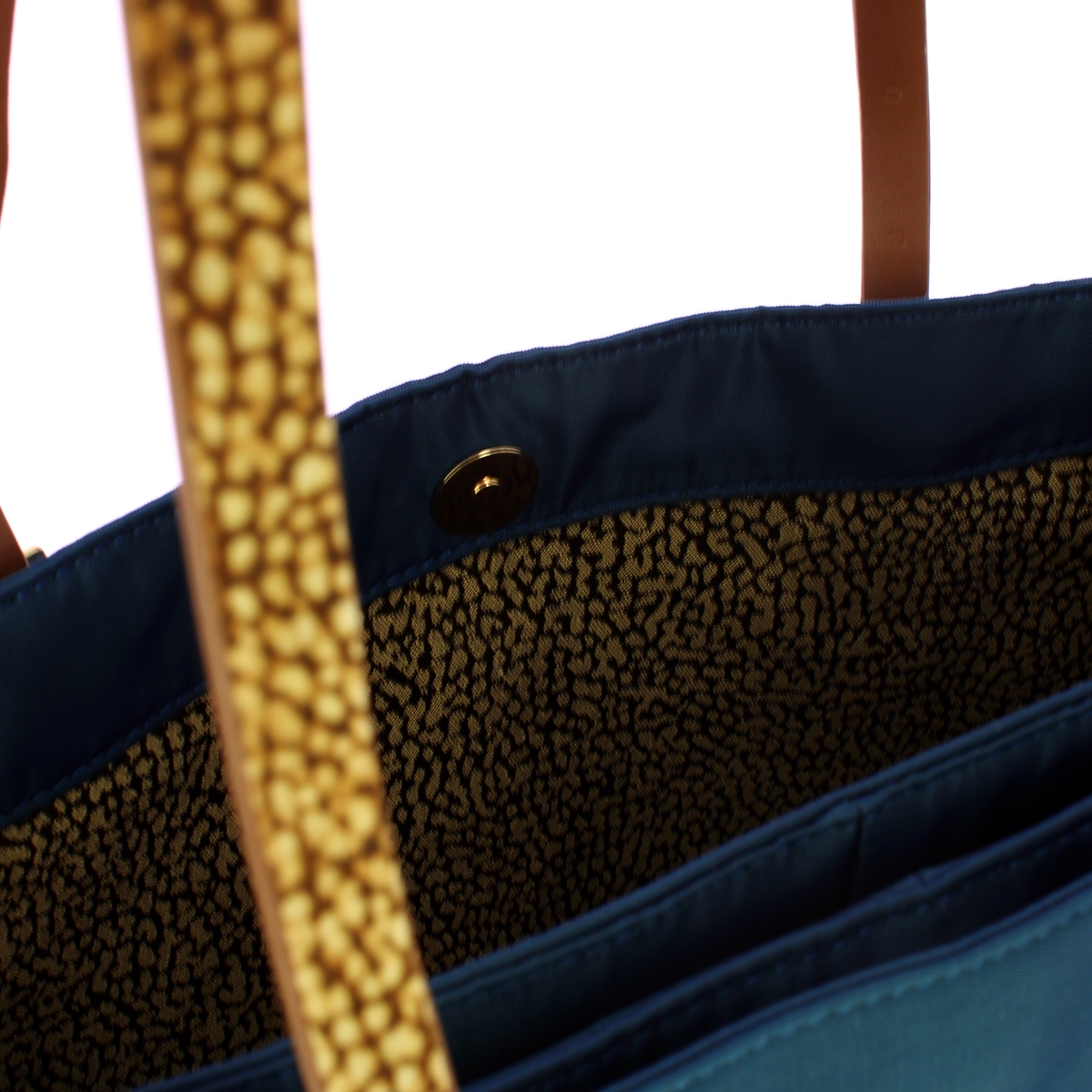 Borbonese Borsa Shopping Large Blu Prussia OP Naturale - 4