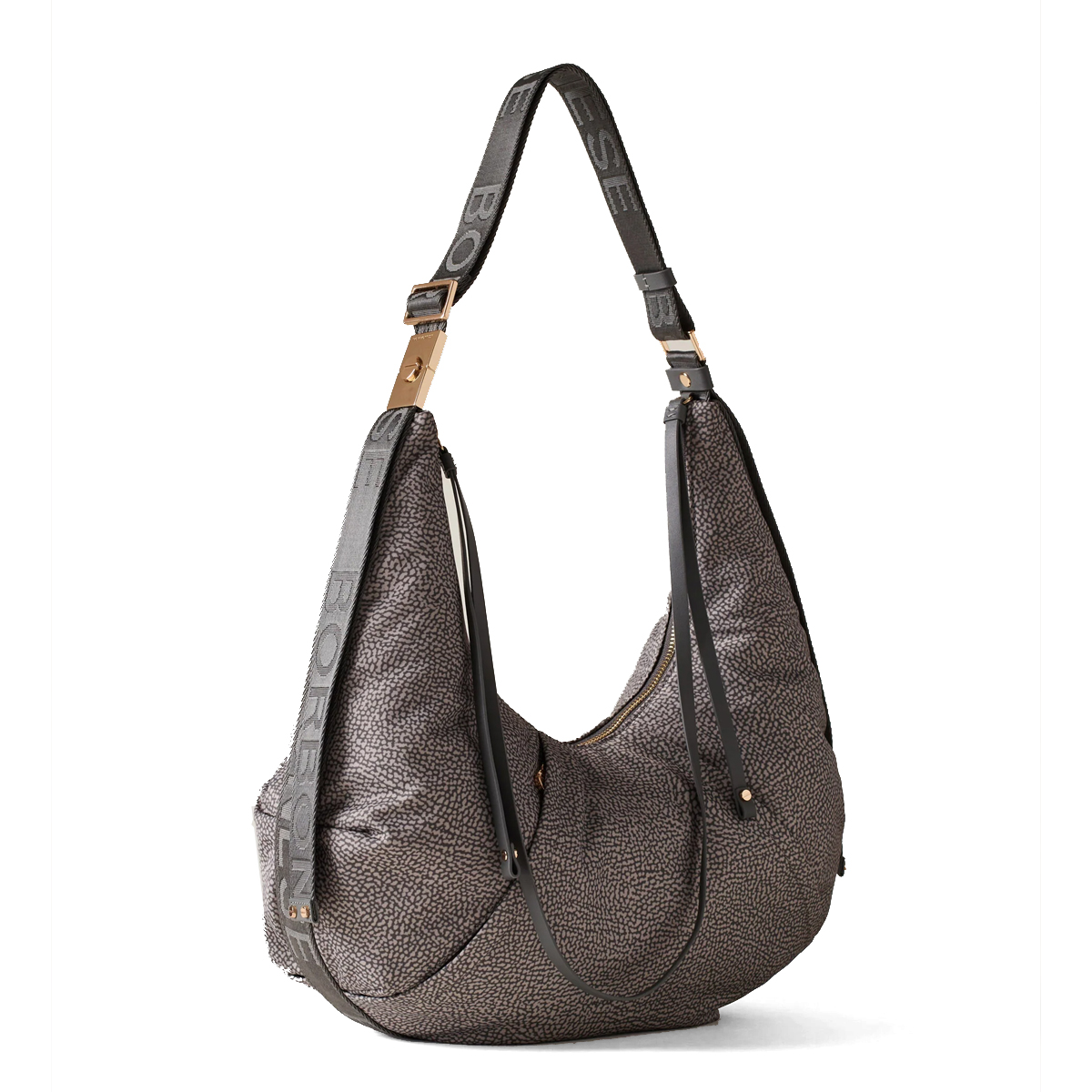 Borbonese Hobo Bag Fold Medium Clay Grey - 2