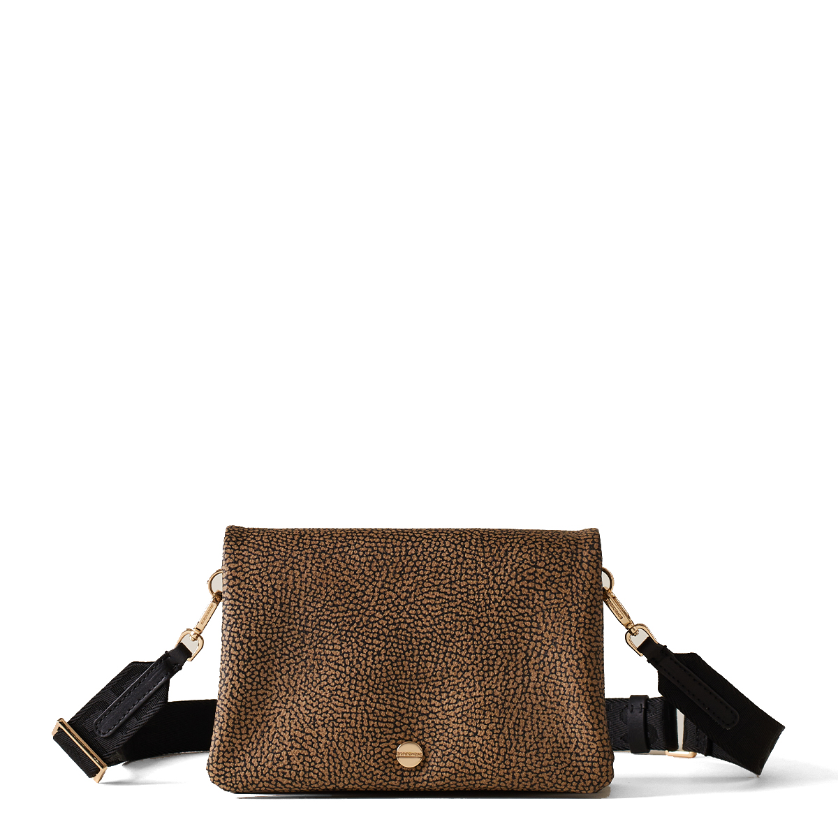 Borbonese Mini Borsa a tracolla in tela rivestita OP Naturale Nero - 1