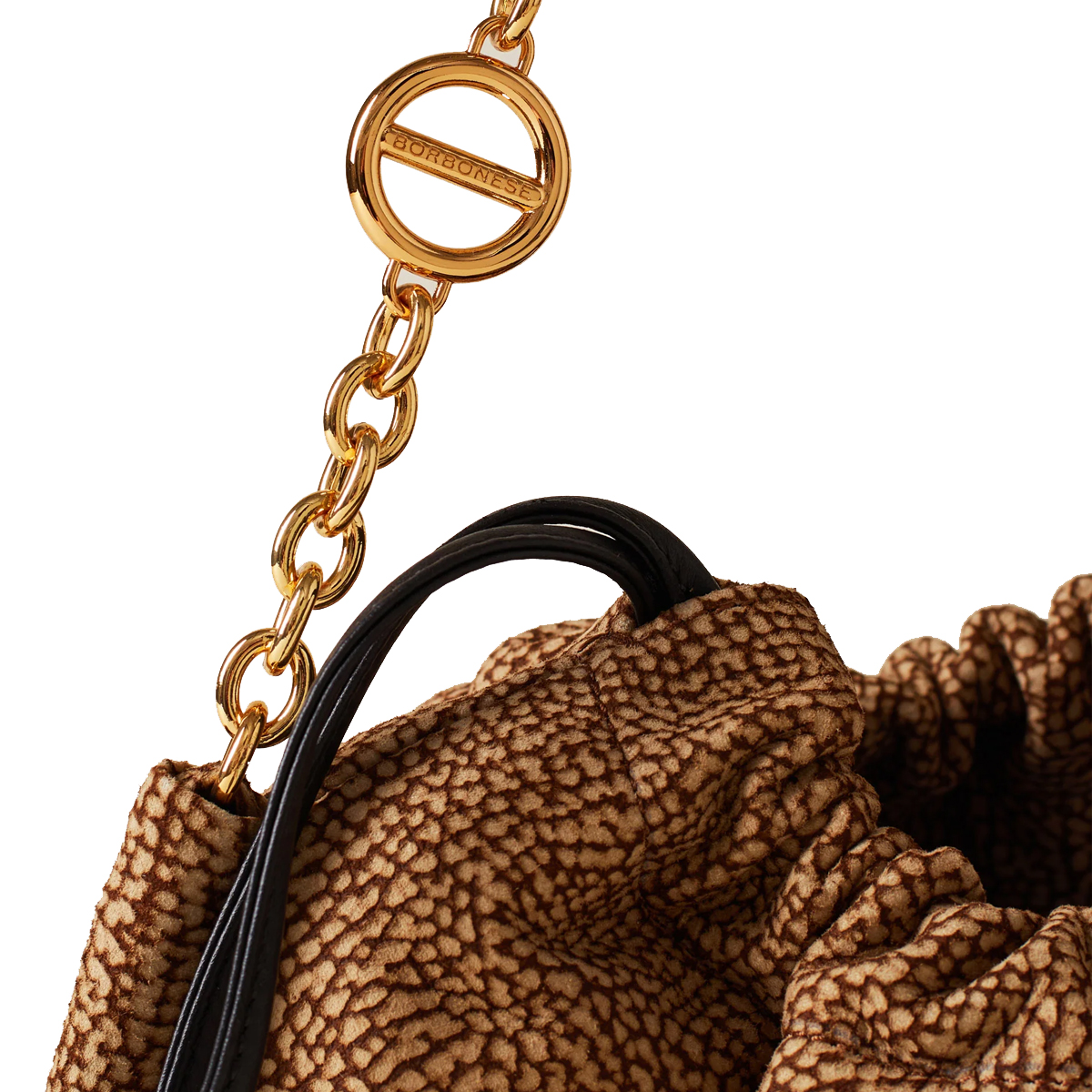 Borbonese Mini Borsa Coquille in camoscio OP Naturale - 4