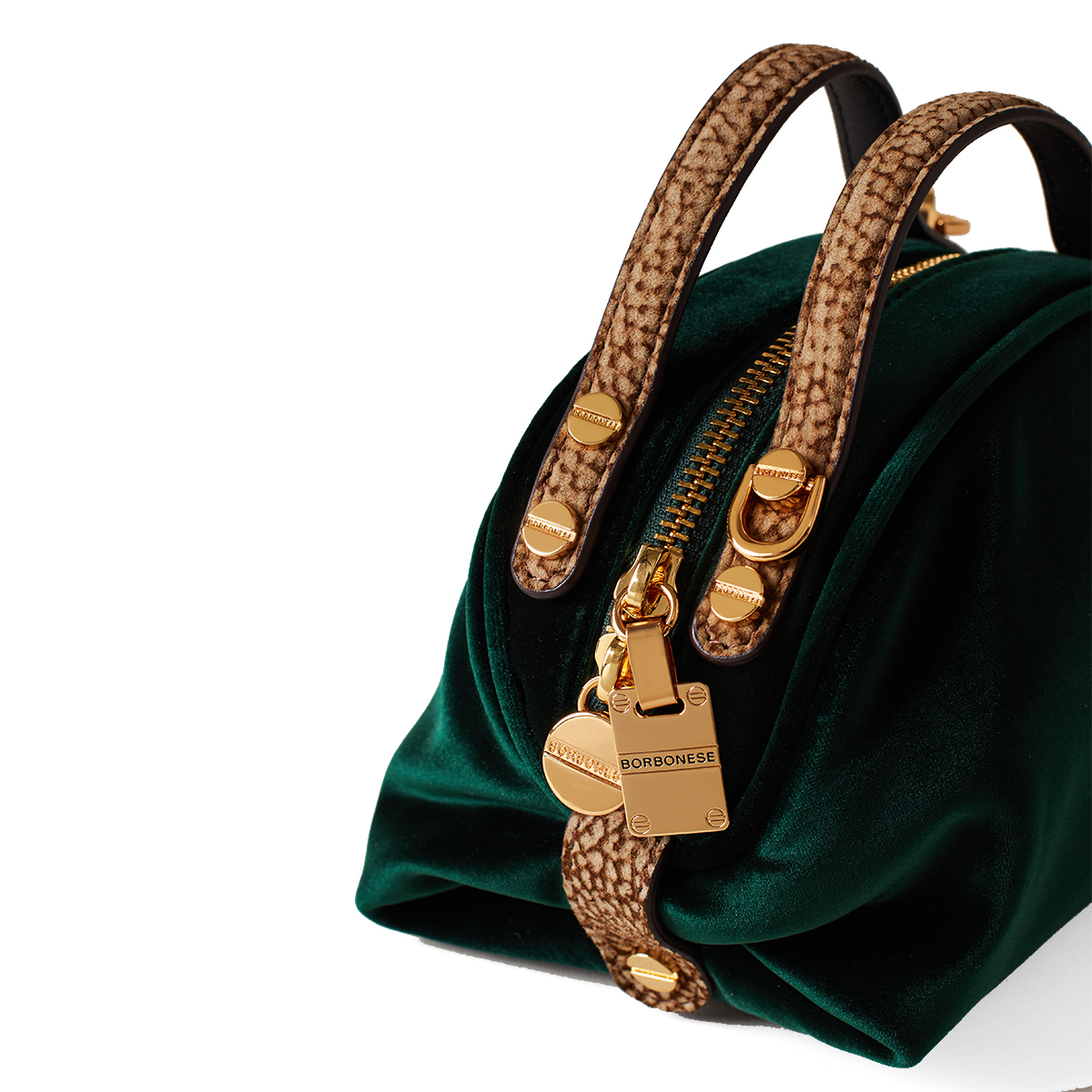 Borbonese Mini Sexy Bag in velluto Alloro OP Naturale - 4
