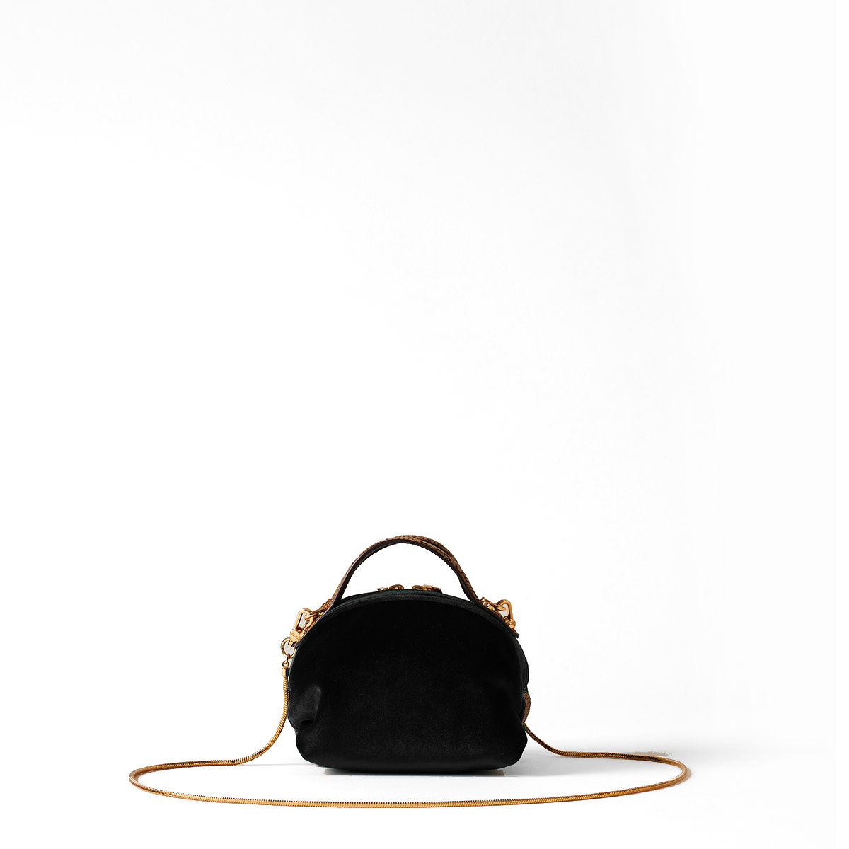 Borbonese Mini Sexy Bag in velluto Nero OP Naturale - 3