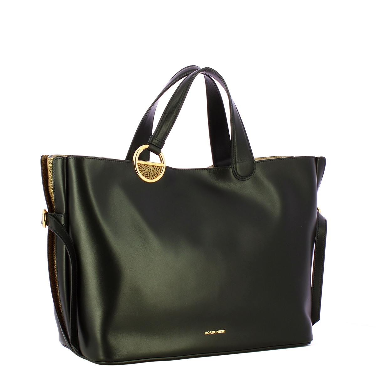 Borbonese Borsa a mano Bridle Medium Nero OP Naturale - 2 Borbonese Borsa a mano Bridle Medium Nero OP Naturale - 2