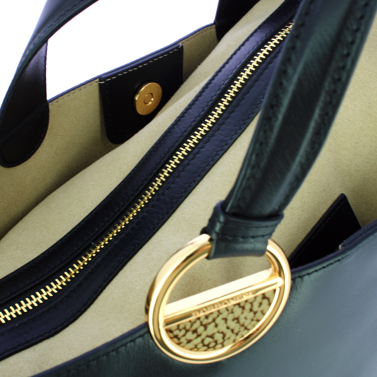 Borbonese Borsa a mano Bridle Medium Nero OP Naturale - 4 Borbonese Borsa a mano Bridle Medium Nero OP Naturale - 4