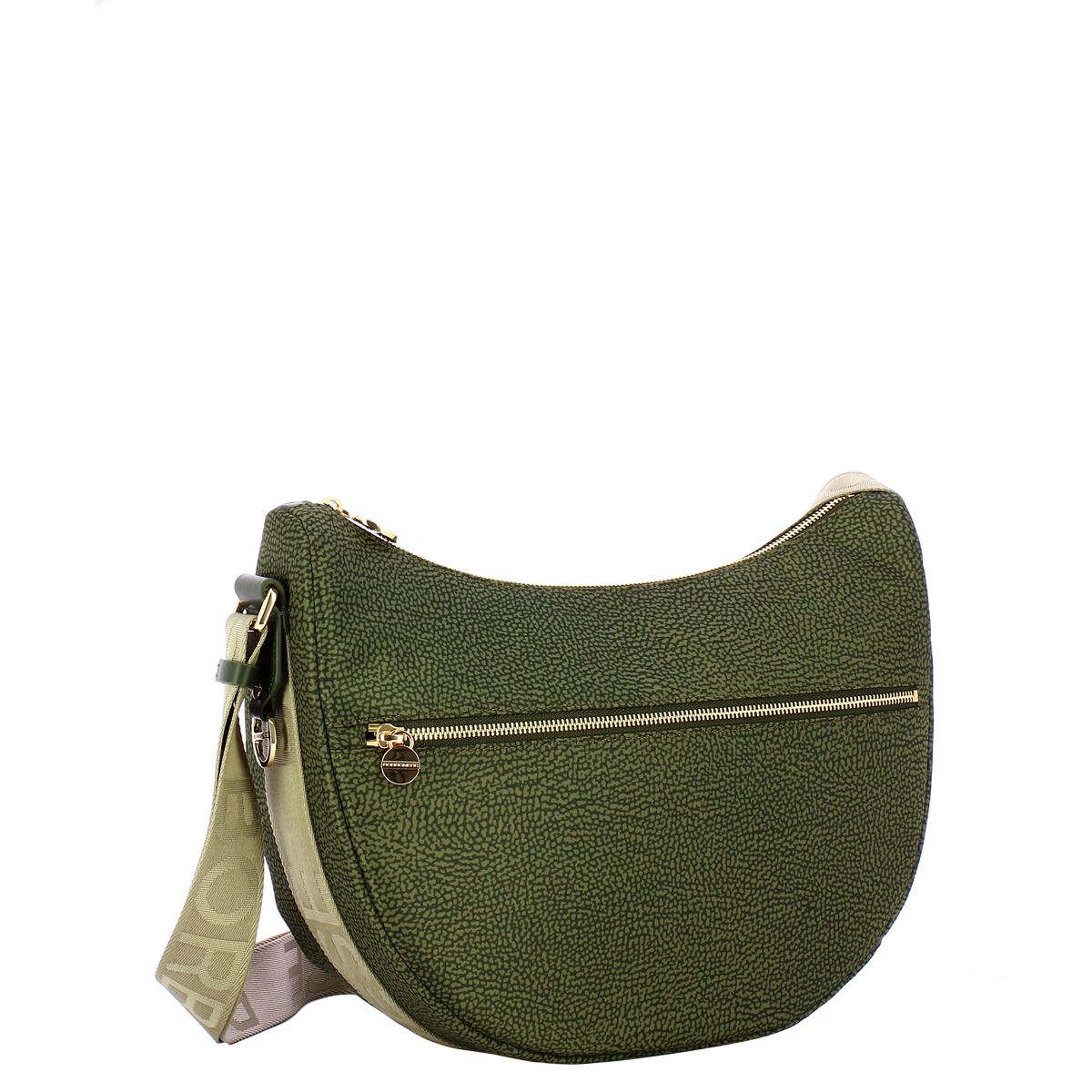 Borbonese Borsa Luna Bag Middle con taschino in Nylon Riciclato Alloro - 2 Borbonese Borsa Luna Bag Middle con taschino in Nylon Riciclato Alloro - 2